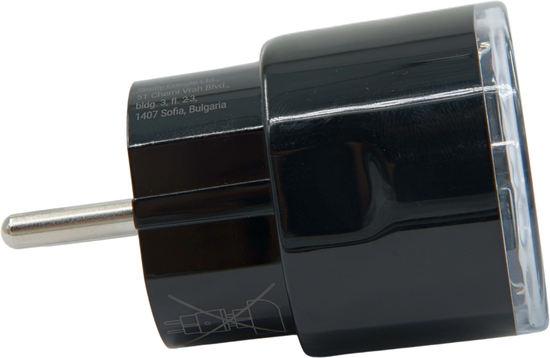 Shelly · Plug & Play "Plug PM Gen3 Black" · Smarter Energiezähler · Messfunktion · WLAN · BT · schwarz