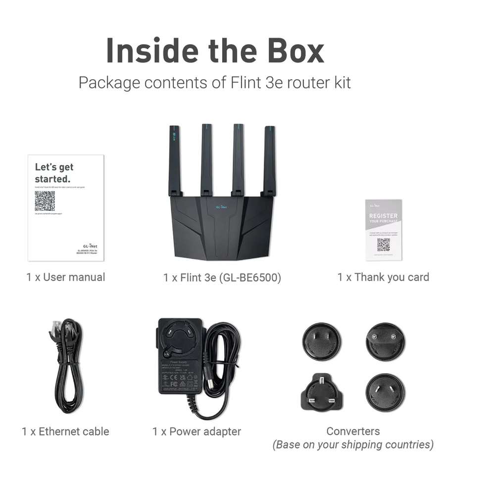 ALLNET Wireless Router WIFI6 • AX6500 • 4x4 • 2.5GbE • High-Performance Home Router "OpenWRT" • GL-BE6500 / Flint 3e