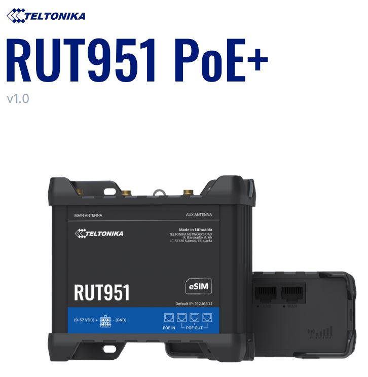Teltonika RUT951 PoE+ Cellular network router