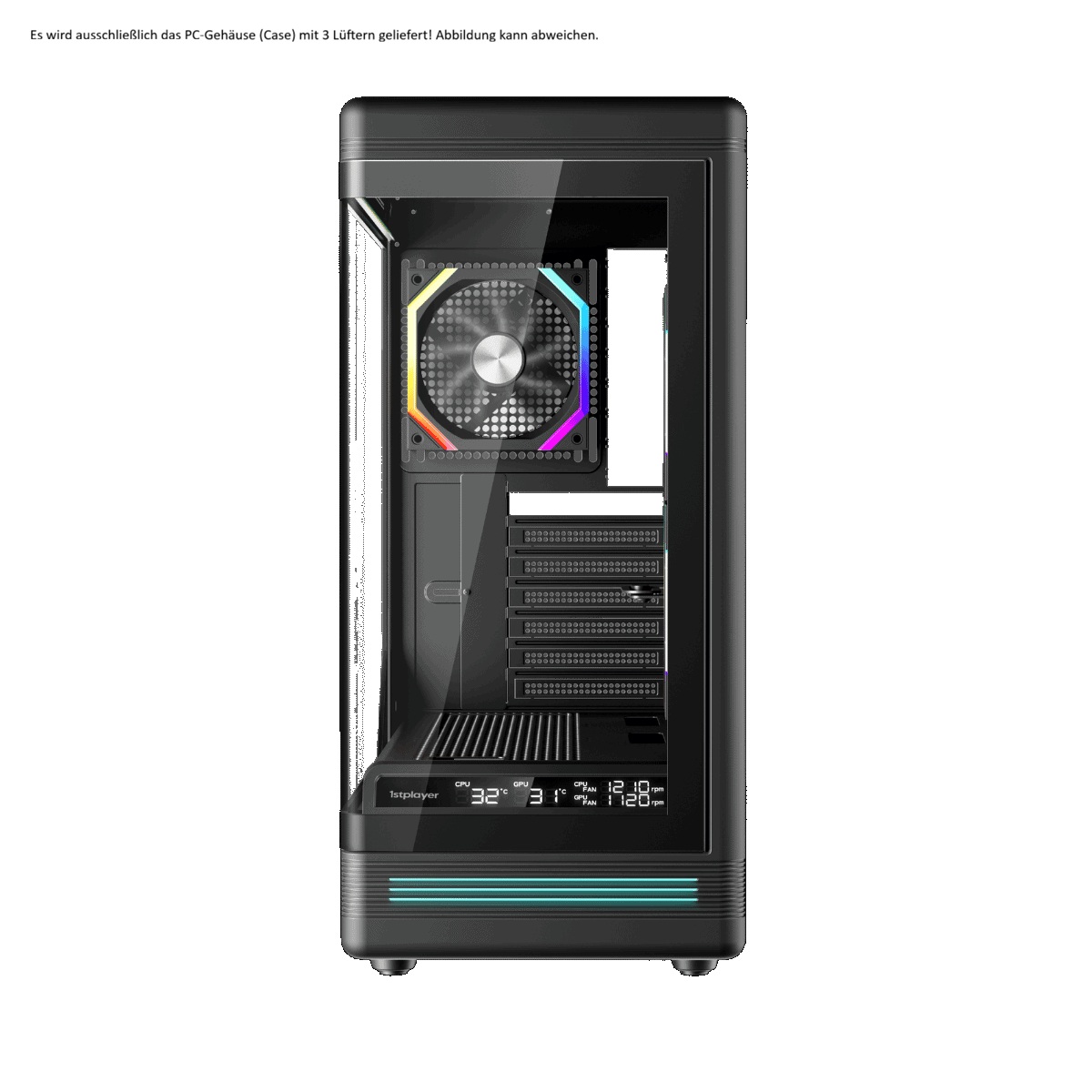1stPlayer PC Gehäuse PB8 Schwarz mit 3 Lüftern