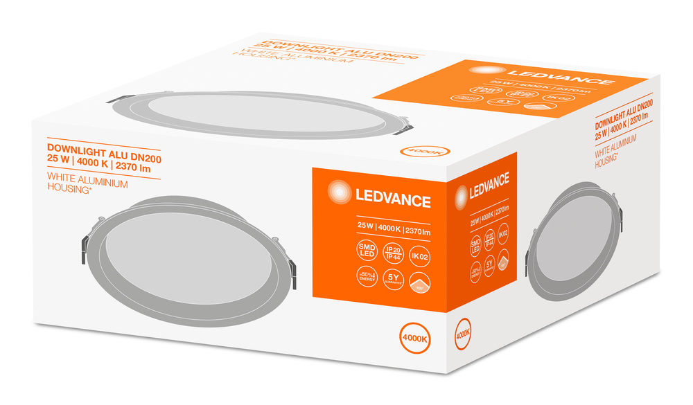 LEDVANCE DOWNLIGHT ALU 200 25 W 4000 K IP44/IP20 WT