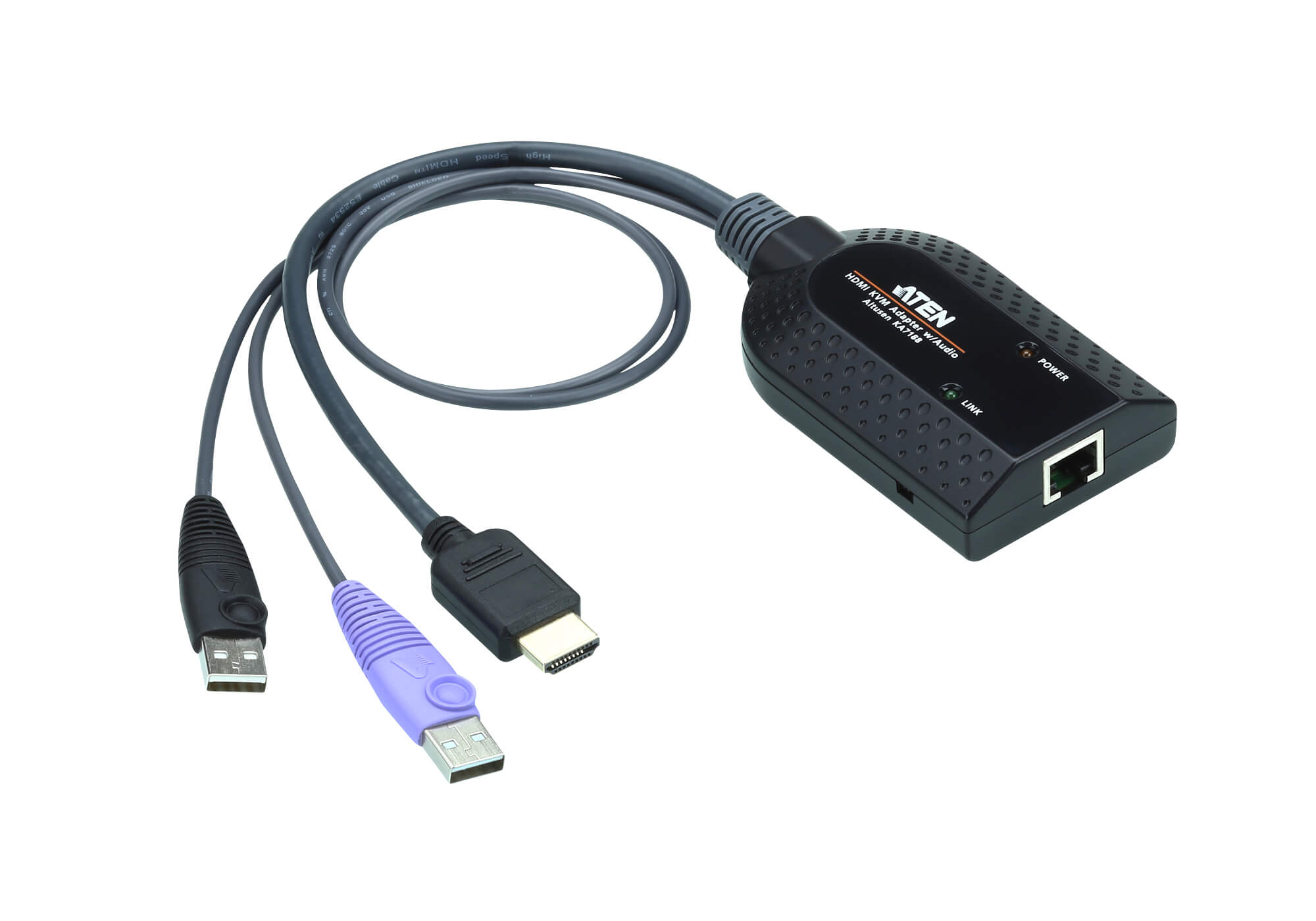 Aten KVM-Switch.zbh.Adapter Cable TPUSB+HDMI,  (unterstützt Smart Card Leser und Audio De-Embedder)