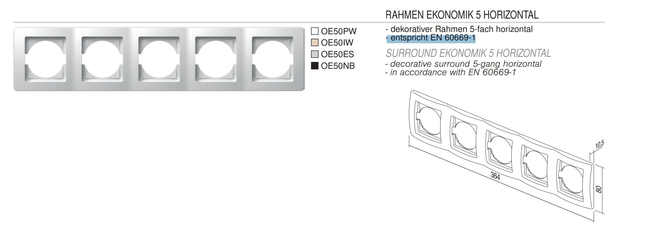 TEM Serie  Ekonomik COVER PLATE EKONOMIK 4 HORIZNB