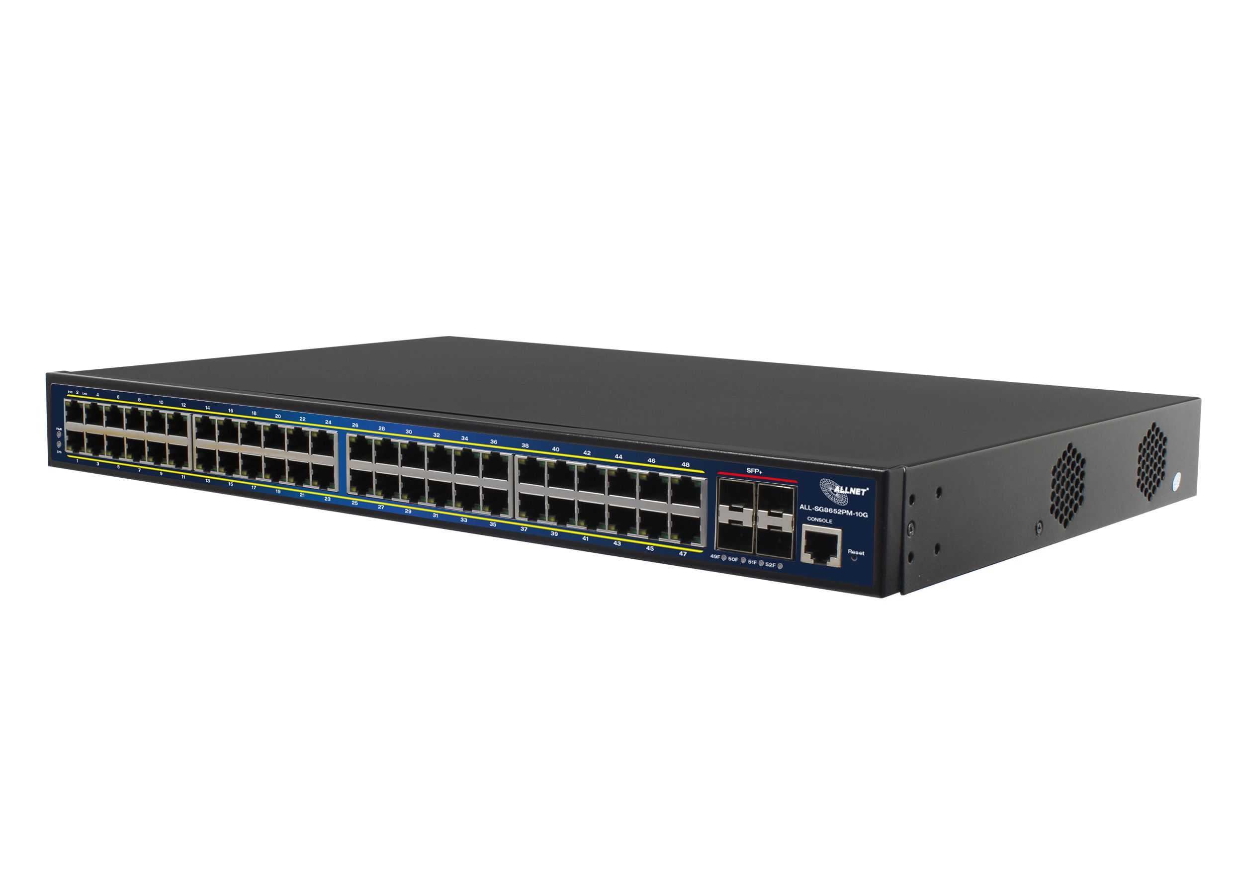 ***USED** ALLNET Switch full managed 52 Port Gigabit 400W / 48x PoE+ / 4x SFP+ 10G / 19" / "ALL-SG8652PM-10G" * ***USED**