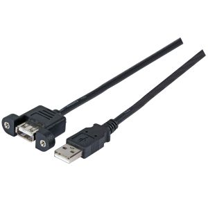 Kabel USB, A(St) => A(Bu),  1.0m, USB2.0, Verlängerung, mit Einbaubuchse,