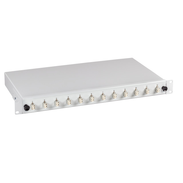 LWL-Patchpanel Spleisbox,19 ", 24xLC-Duplex, 50/125um, OM2, Ausziehbar