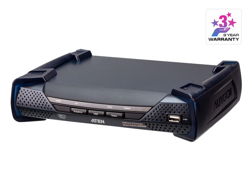 Aten KVM-Extender, over IP, Dual-Display KVM(nur Receiver), DVI-I Aten KVM-Extender, over IP, Dual-Display KVM(nur Receiver), DVI-I