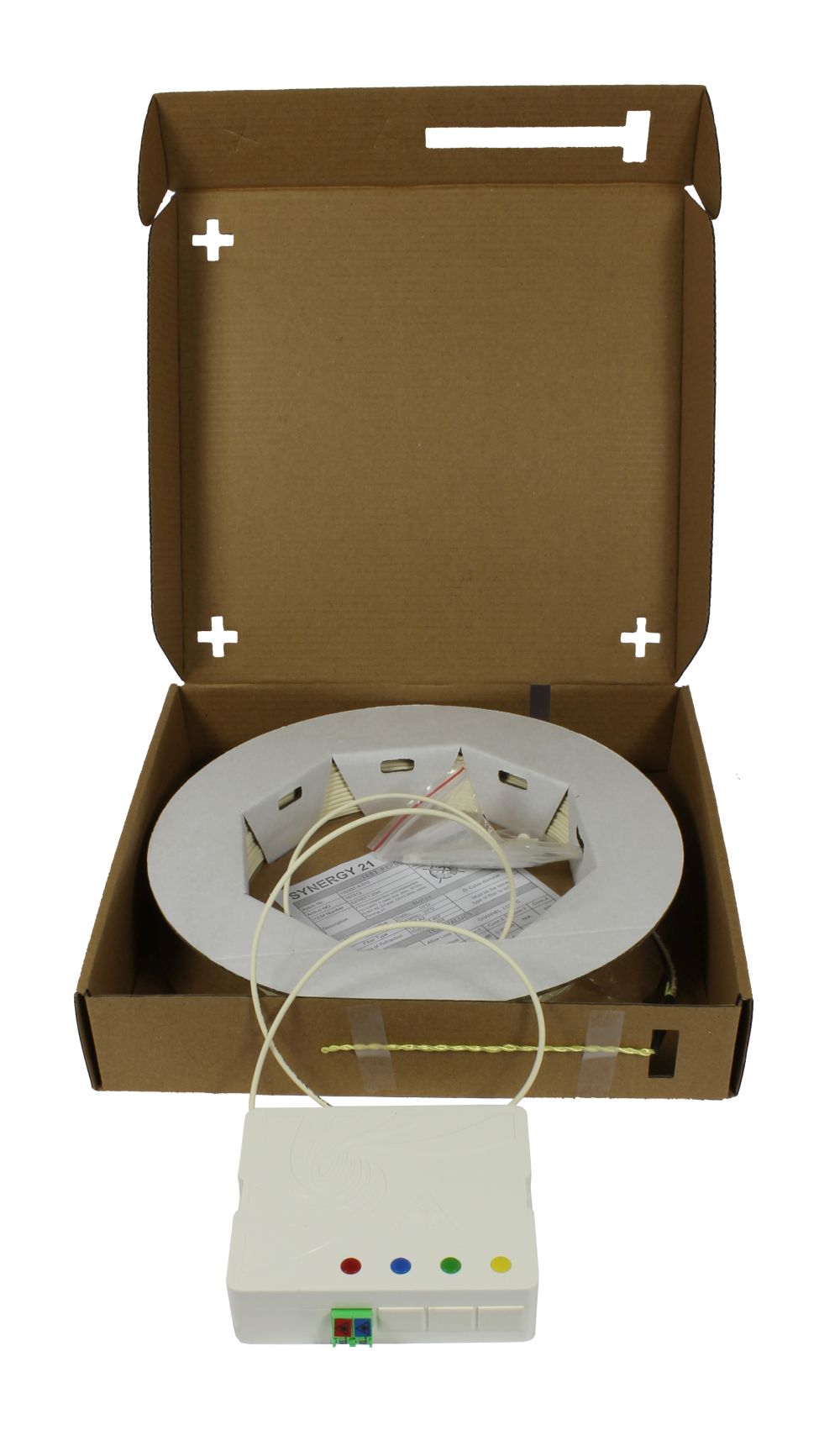 LWL-FTTH Compact Box vorkonfektioniert,  2xLC/APC -> open End, 60m,  9/125u, G.657.A2, 2-Faser, OD=2.2mm, Synergy 21