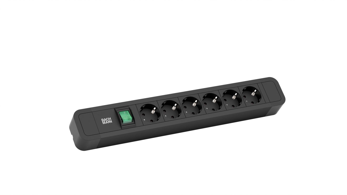 BACHMANN PRIMO2 Steckdosenleiste 6x Safety Contact Aluminium Switch Black 2m