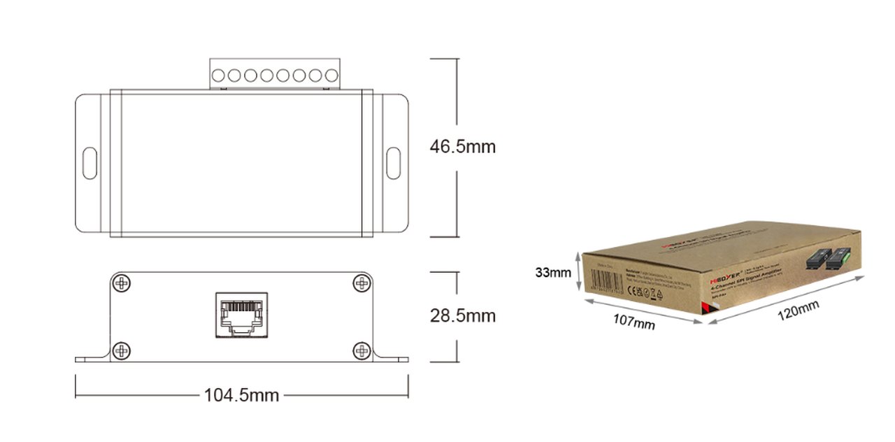 MiBoxer SPI-PA4 LED Pixel LED Controller SPI-Serie 4-Channel Amplifier/Repeater
