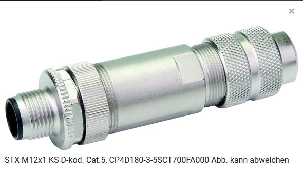 TelegäRtner Plug M12, STX M12x1 KS D-Kod. Cat.5