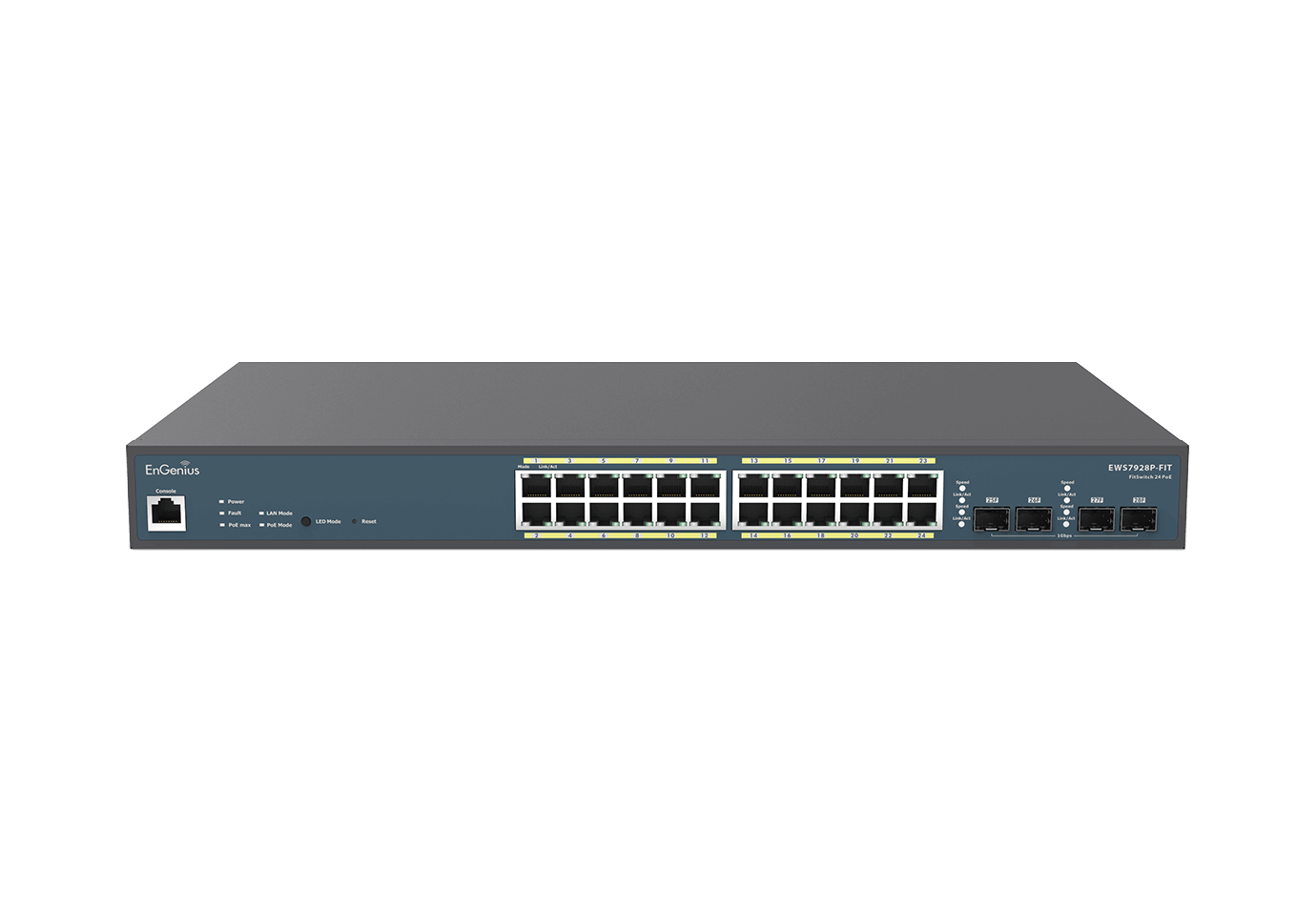 EnGenius Switch 24-port GbE PoE.af/at(+) 210W 4xSFP L2 19i