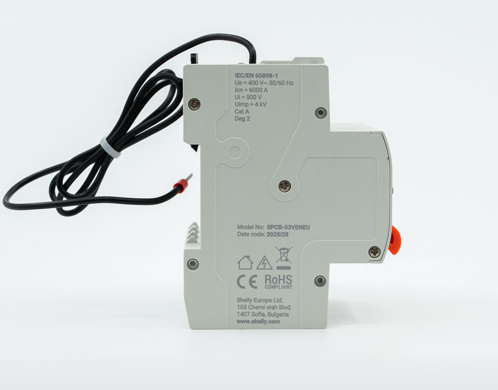 Shelly · Smarter Leitungsschutzschalter · "Pro 3CB C10" · 3-polig · 10A · Fernsteuerung · LAN · WLAN · Bluetooth