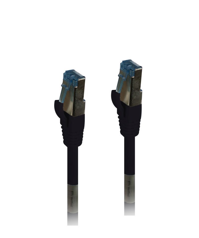 Patchkabel RJ45, CAT6A 500Mhz, 0.25m, schwarz, S-STP(S/FTP), PUR(Außen/Outdoor/Industrie), AWG26, Synergy 21