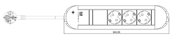BACHMANN PRIMO Steckdosenleiste 3x Safety Contact Aluminium 1,75m
