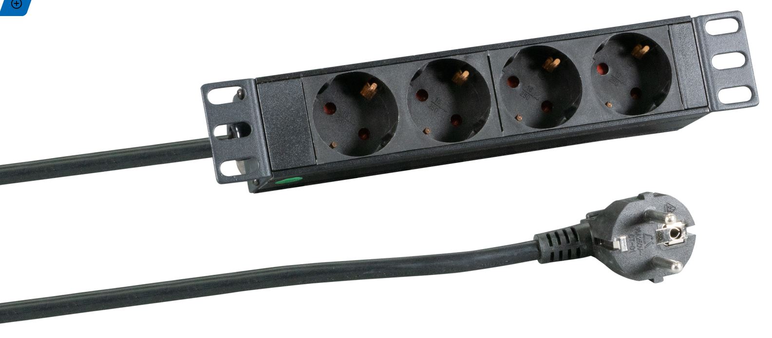 HE Steckdosenleiste 4xCEE 7/3 Ohne Schalter,Alu,Sw 10" 1