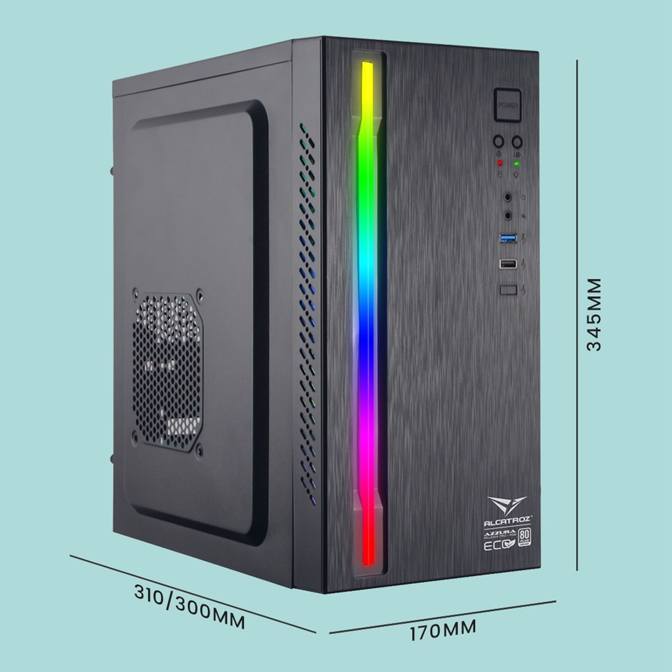 Alcatroz Azzura Millenia ECO AIR 1 RGB PC Case mit PSU