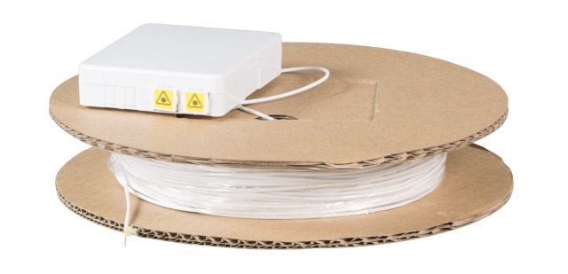 LWL-FTTH-Compact Box vorkonfektioniert, 2xLC/APC(duplex) -> open End, 10m,  9/125u, G.657.A2,