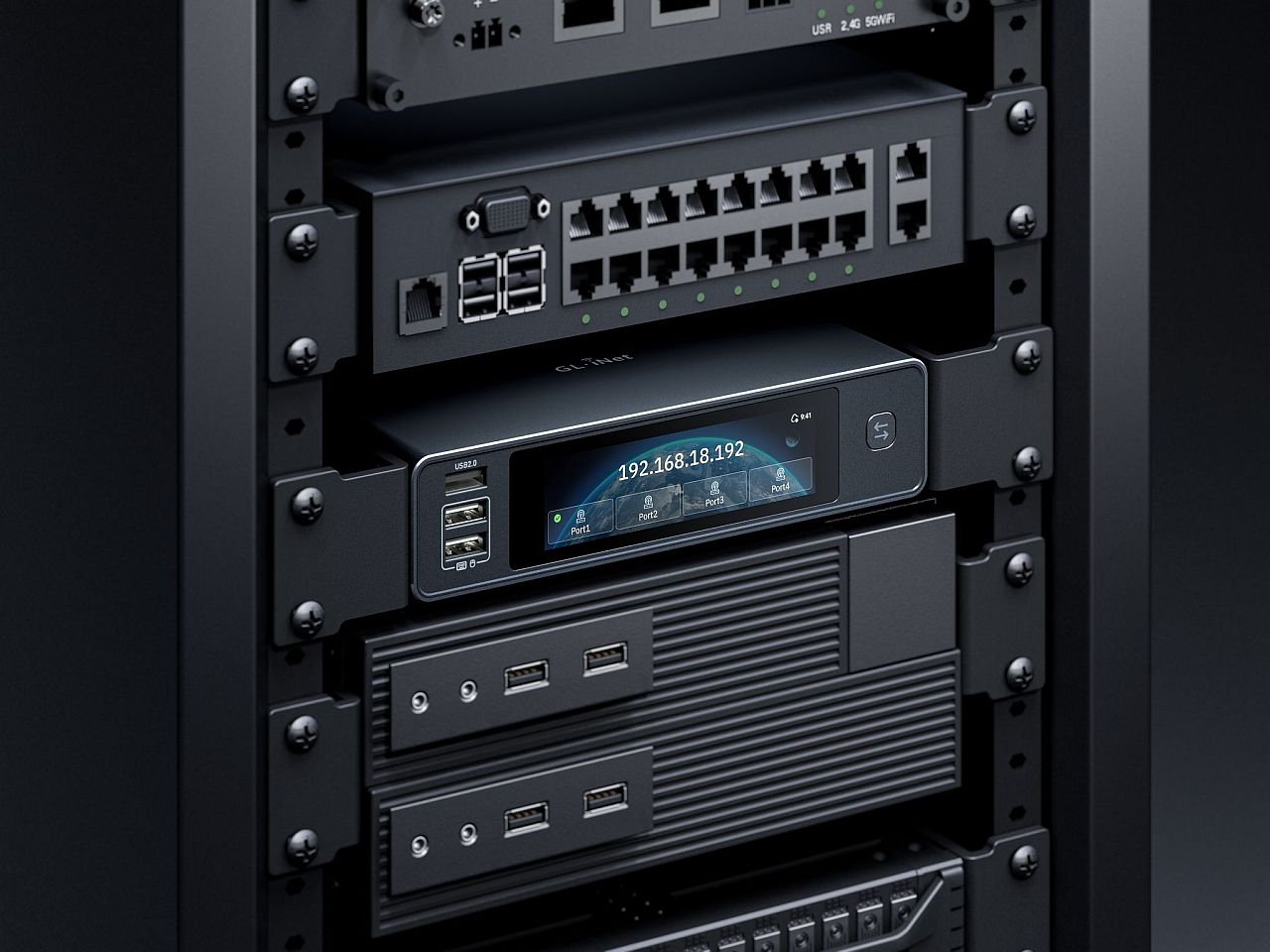GL.iNet KVM over IP RM4PE Comet X Quad-Port Remote KVM with PoE • GL-RM4PE