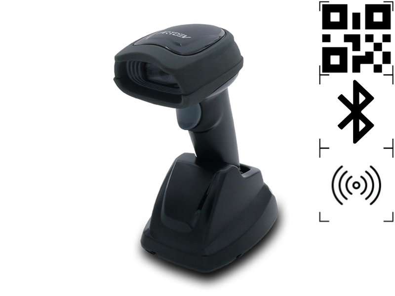 Kasse Barcodescanner AS-3310 - High-End Kabelloser 2D-Barcodescanner, Bluetooth, USB-KIT, schwarz