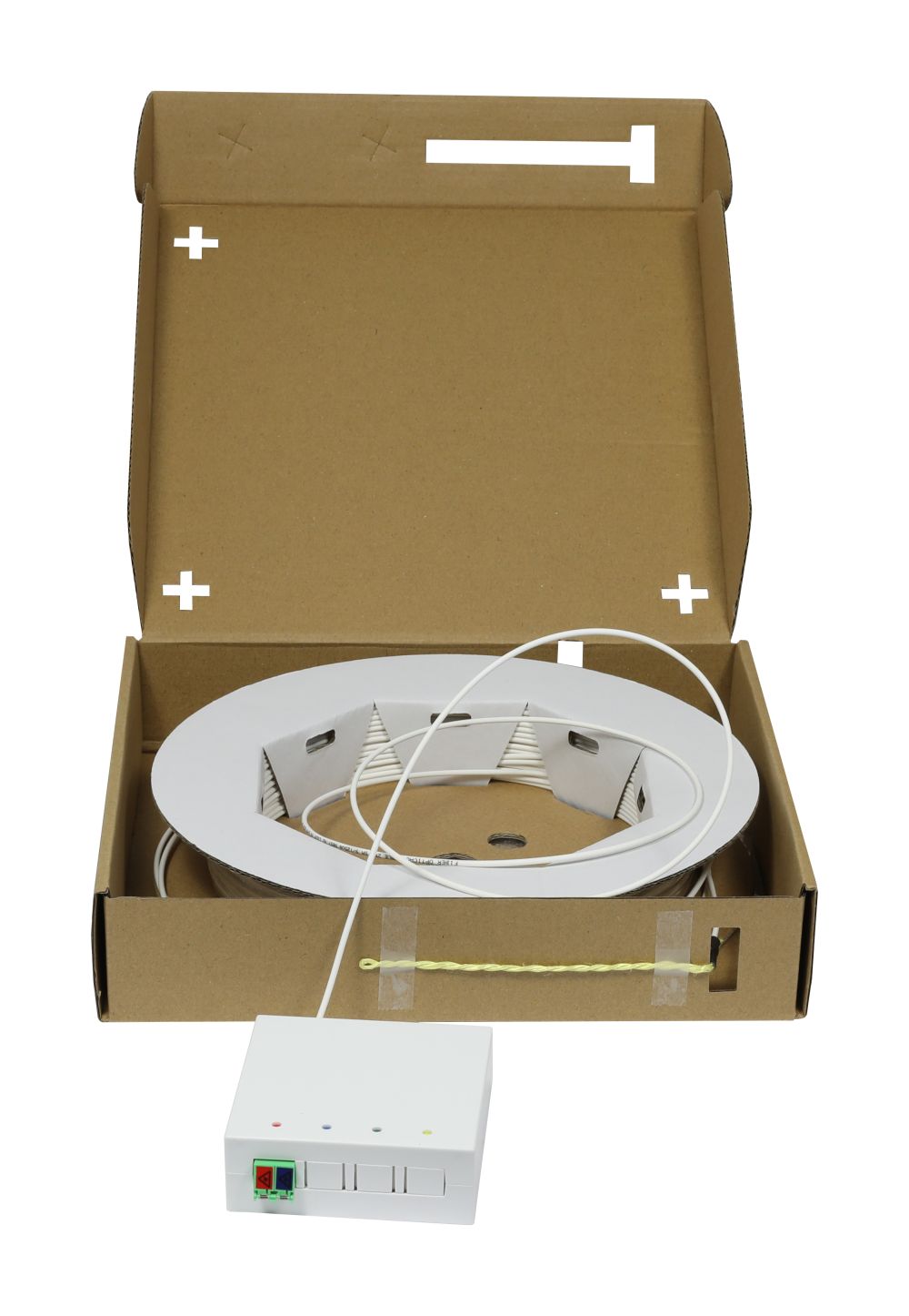 LWL-FTTH Compact Box Vorkonfektioniert, 2xLC/APC - Open End, 40m, 9/125u, G.657.A2, 2-Faser, OD 2.2mm, Synergy 21