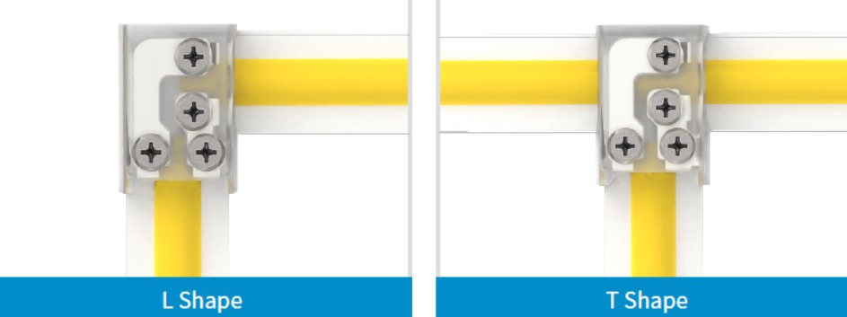 Synergy 21 LED Flex Strip Zub. Screw Fix Connector T L Shape 8mm COB/SMD IP20