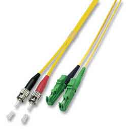 LWL-2-Faser-Patchk. 3mtr.ST-E2000 APC-SchräGschliff, 9/125u