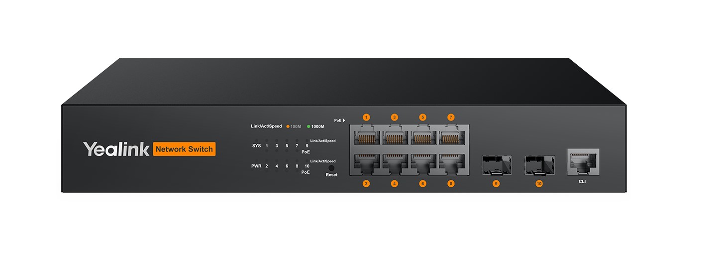 Yealink MSFT - RCH80 - 8-Port L2+Web Managed PoE+ Switch