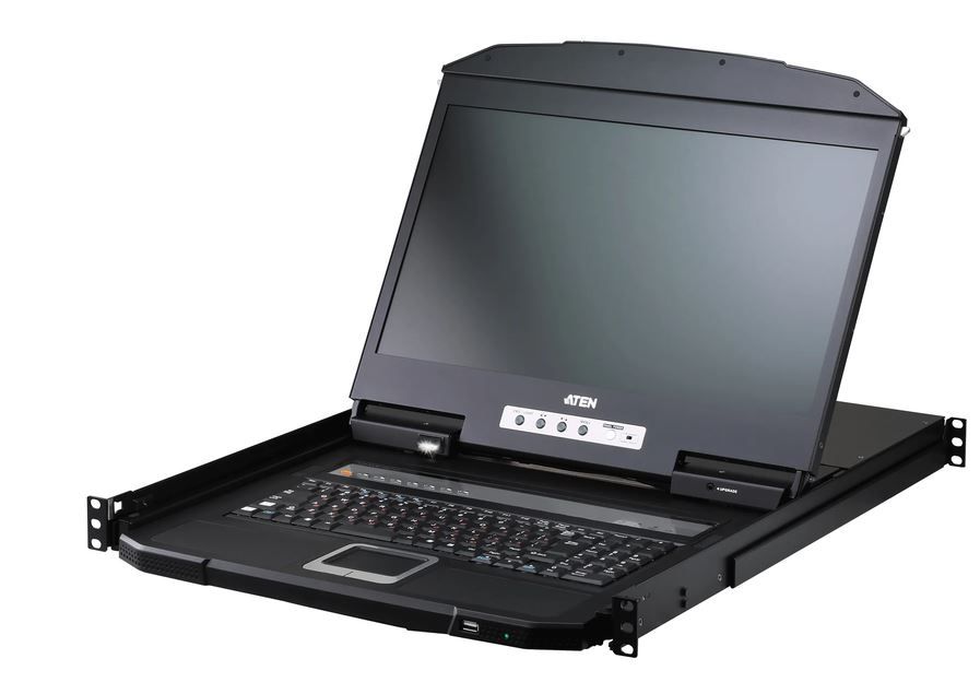 Aten KVM/TFT  8-fach, 19" 1HE, incl.KVM/TFT 18,5", Deutsch, 1366 x 768 bei 60 Hz, HDMI/USB,