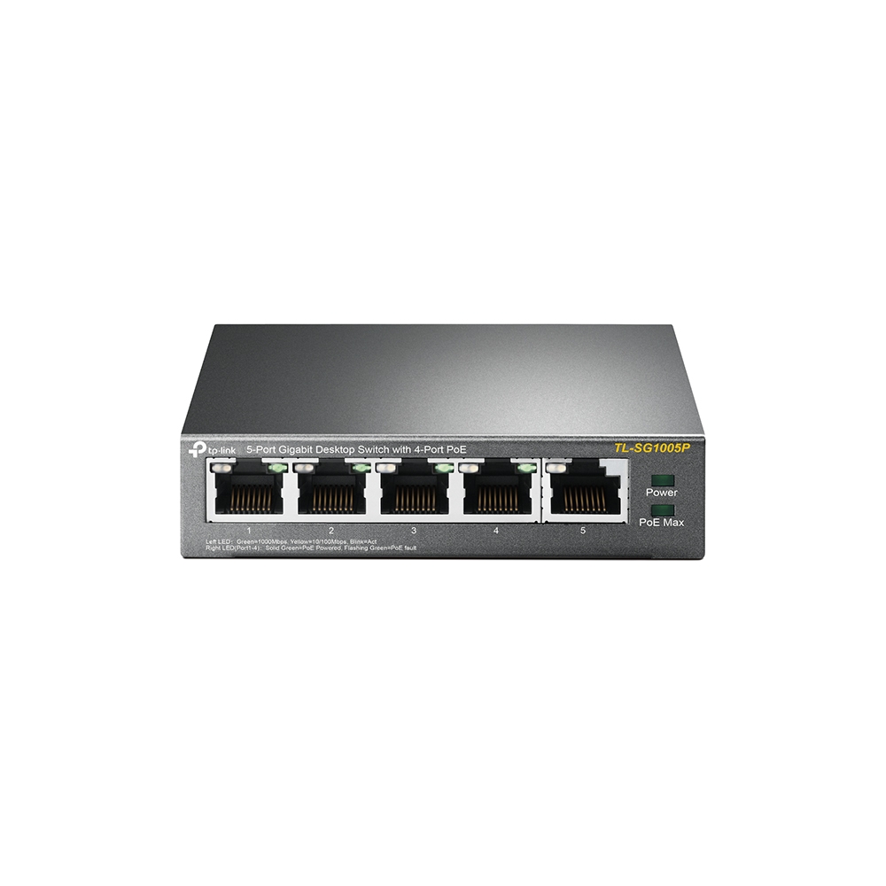 TP-Link - TL-SG1005P - 5-Port Gigabit Desktop Switch with  4-Port PoE TP-Link - TL-SG1005P - 5-Port Gigabit Desktop Switch with  4-Port PoE