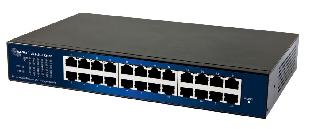 ALLNET Switch smart managed 24 Port Gigabit / 24x LAN / Lüfterlos / 19" / "ALL-SG8324M"