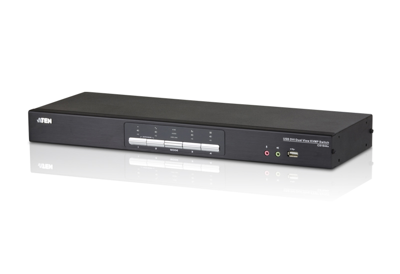 ATEN 4-Port USB DVI Dual-View KVM Switch with Audio & USB 2.0 Hub (KVM cables included)