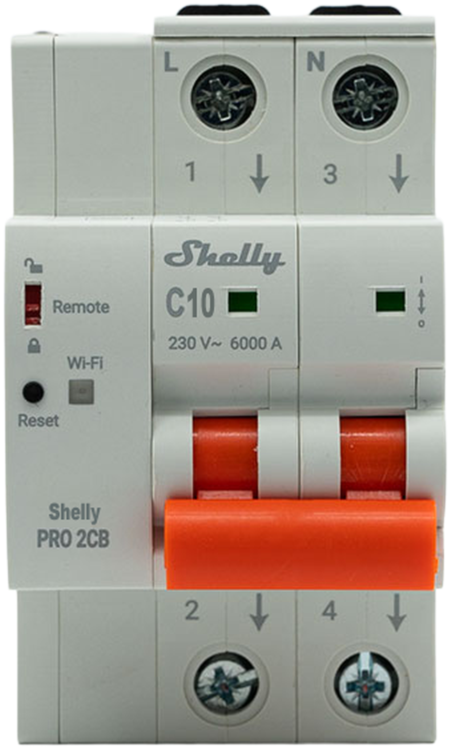 Shelly · Smarter Leitungsschutzschalter · "Pro 2CB C40" · 2-polig · 40A · Fernsteuerung · LAN · WLAN · Bluetooth