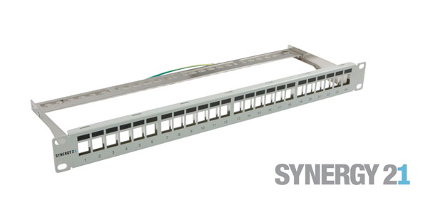 Keystone,Modulträger, 19"Patchpanel für 24xTP-Modul,  1HE(t152mm), Lichtgrau, Synergy 21,