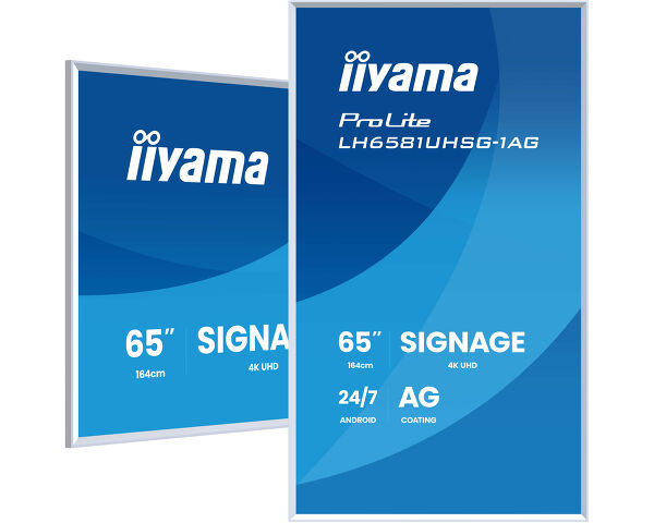 iiyama LH6581UHSG-1AG Signage Display Digital signage flat panel 163.8 cm (64.5") Wi-Fi 500 cd/m² 4K Ultra HD White Built-in processor Android 24/7
