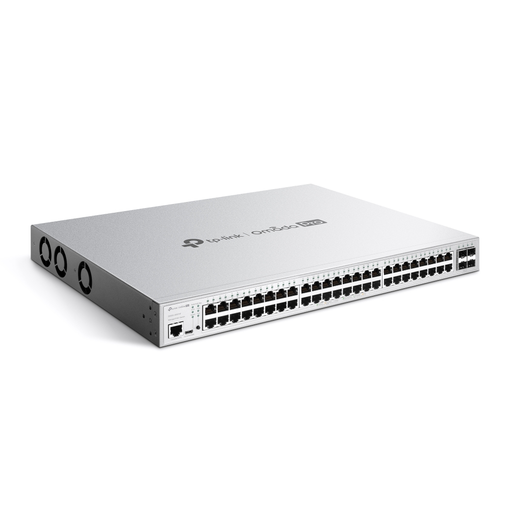 Omada PRO full managed Layer 2+ Switch • 52 Port • 48x 1GbE, 4x SFP • PoE Budget 384W • 48x PoE af/at • Omada PRO • S5500-48GP4F