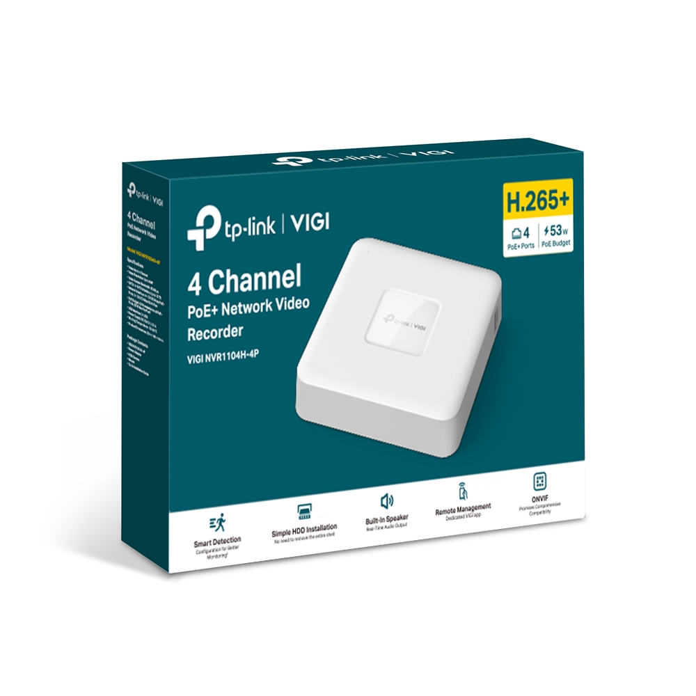 TP-Link - 4 Channel PoE Network Video Recorder - VIGI NVR1104H-4P