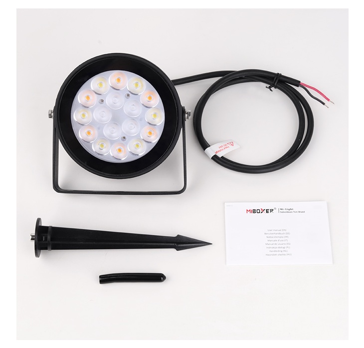MiBoxer FUTC01 LED Garten Lampe 9W RGB-WW (RGB-CCT) mit Funk und WLAN IP65 24V