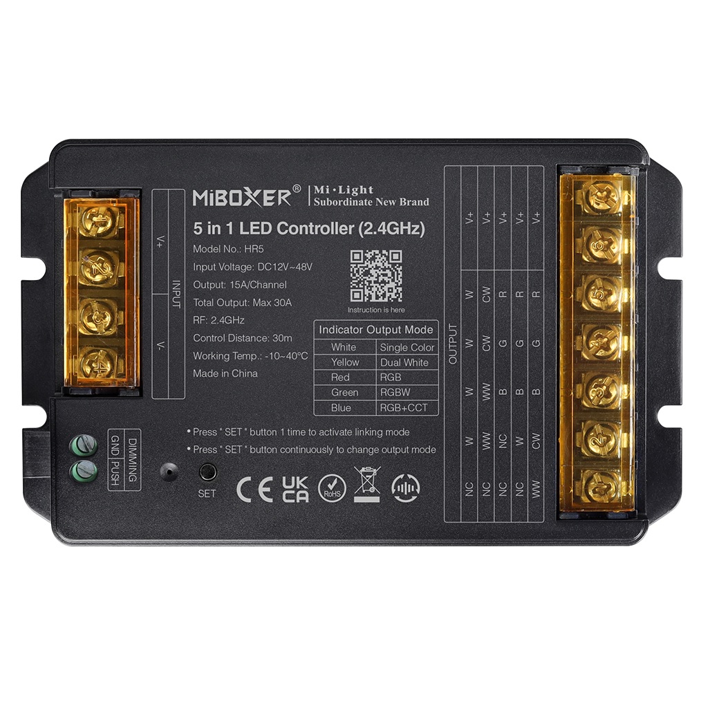 LED Controller HC-Serie 5in1 RGB-WW (RGB-CCT) DC12 48V 2.4G HP 30A Milight/Miboxer