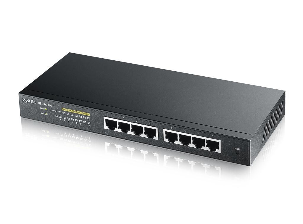 Zyxel GS1900-8HP v3 PoE Managed L2 Gigabit Ethernet (10/100/1000) Power over Ethernet (PoE) Black