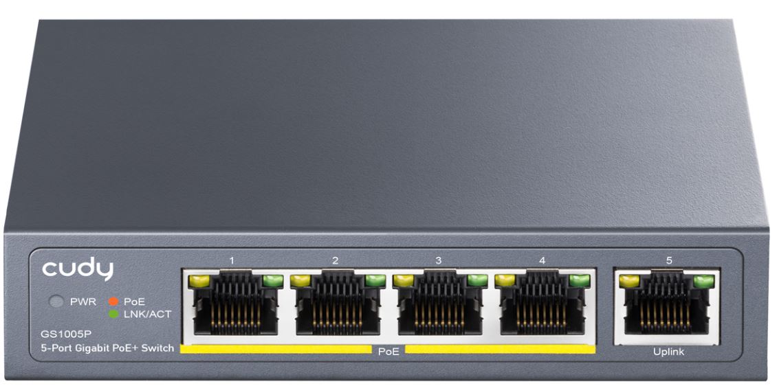 Cudy GS1005P network switch Gigabit Ethernet (10/100/1000) Power over Ethernet (PoE) Grey