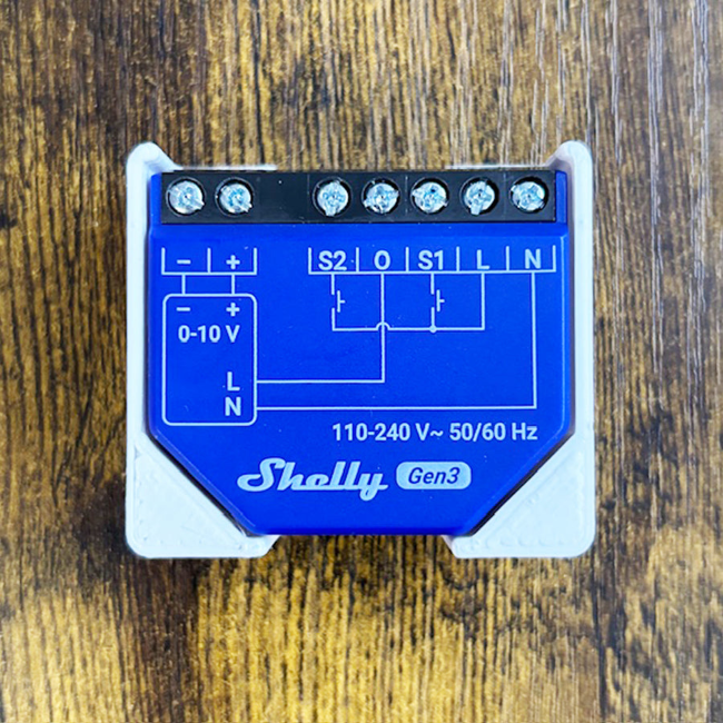 Shelly Zubehör / Kombinierbarer Wand-/ Hutschienenhalter für Shelly Dimmer 0/1-10V PM Gen3