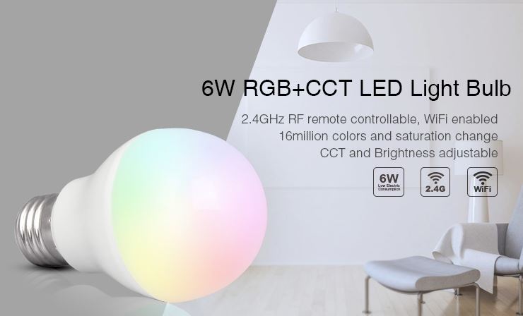 Synergy 21 LED Retrofit E27  6W RGB-WW (RGB-CCT) Lampe mit Funk und WLAN *Milight/Miboxer*