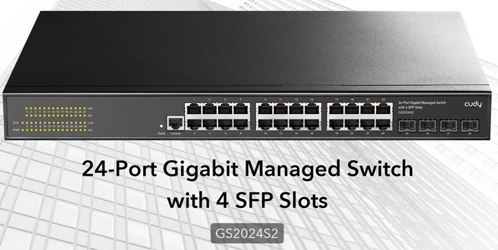 Cudy GS2024S2 network switch Managed L2/L3 Gigabit Ethernet (10/100/1000) 1U Black