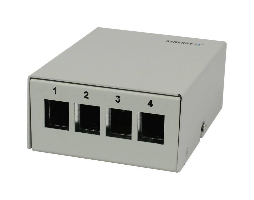 Keystone, Modulträger, Patchpanel für  4x TP-Modul, Aufputz, Metall, Lichtgrau, Synergy 21, Keystone, Modulträger, Patchpanel für  4x TP-Modul, Aufputz, Metall, Lichtgrau, Synergy 21,