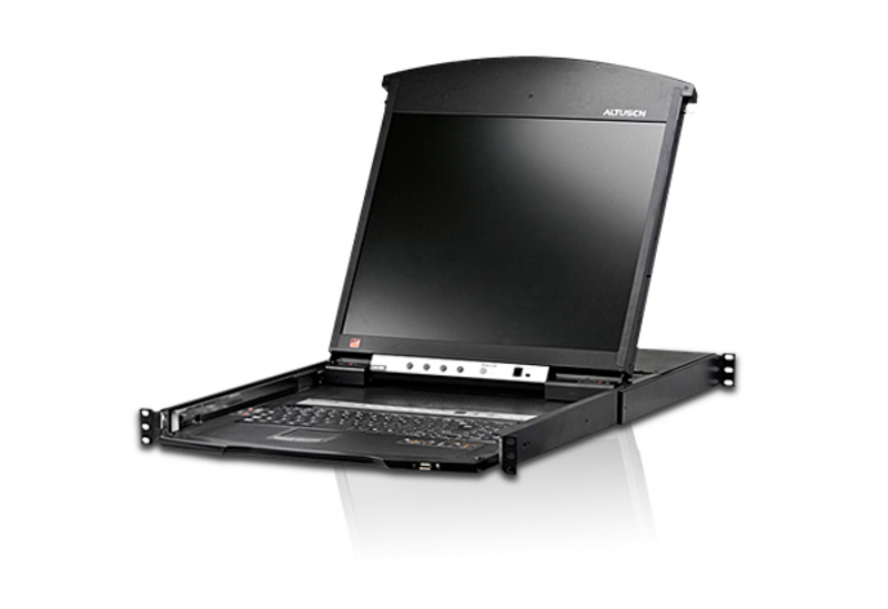 Aten KVM/TFT  8-fach, 19" 1HE, incl.KVM/TFT 17", IP, Dual Rail, HDMI/VGA/USB/PS_2/RJ45
