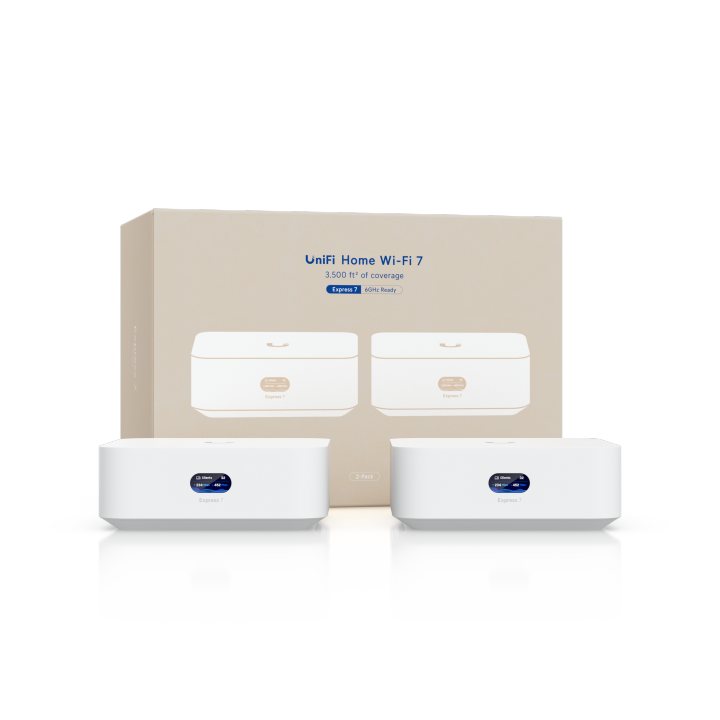 Ubiquiti Express 7 • UniFi OS Console • 2.3 Gbps IDS/IPS • 1x 10 GbE • 1x 2,5 GbE • 30+ Devices • WIFI7 • BE10600 • 2er Pack • UX7-2