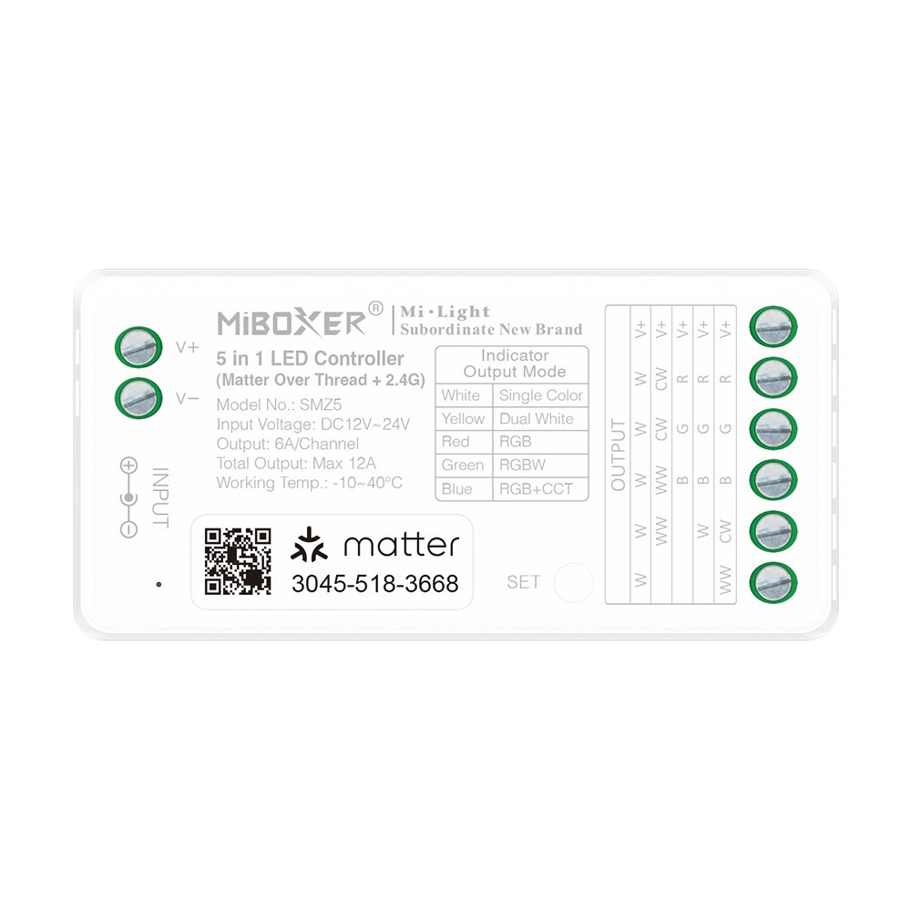Synergy 21 LED Controller Matter-Serie 5in1 (Single Colour/CCT(dual white)/RGB/RGB-W/RGB+CCT) Matter Over Thread+2.4GHz IP20 *Milight/Miboxer*
