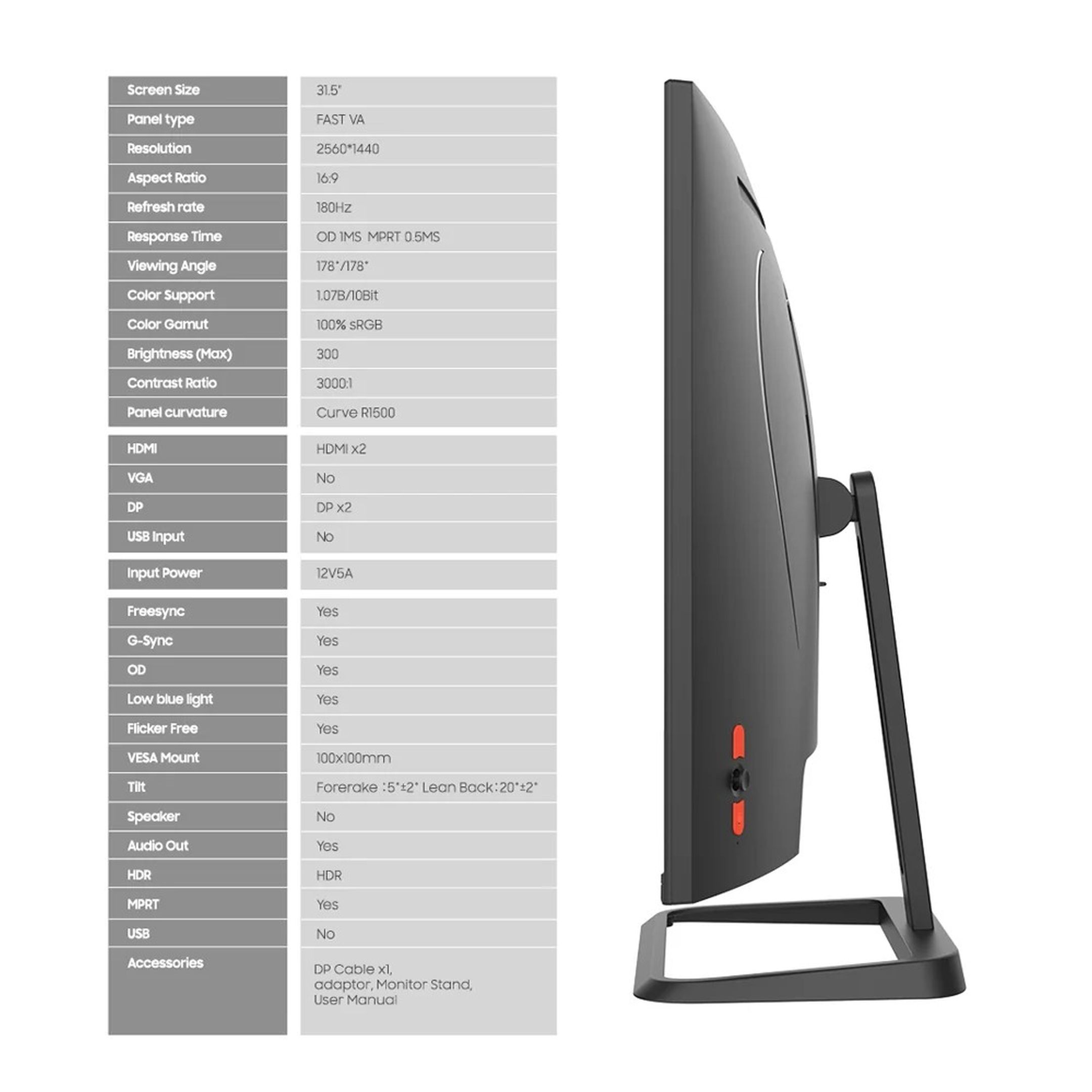 Armaggeddon Pixxel+ PXP32 PRO.G Curve Gaming Monitor (Black)