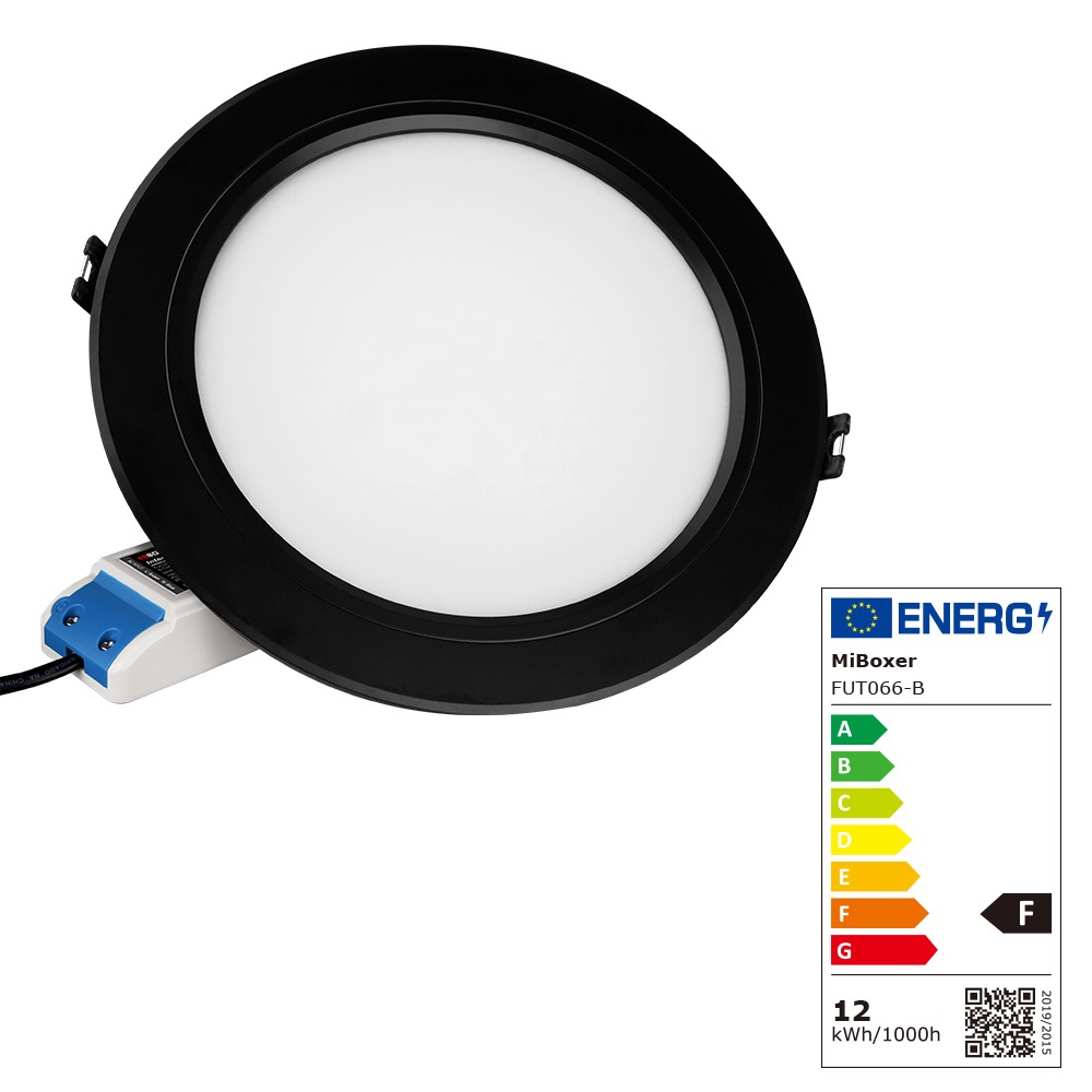LED Panel Rund 12W RGB-WW Mit Funk Und WLAN Black Milight/Miboxer